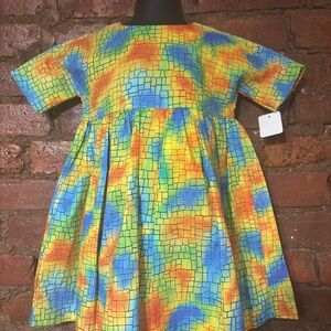 Colorful Mosaic Print Short Sleeve Dress